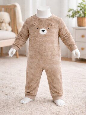 Carters Baby Fleece One Piece Bear Outfit 24 Months Fuzzy Brown Jumpsuit NWT
